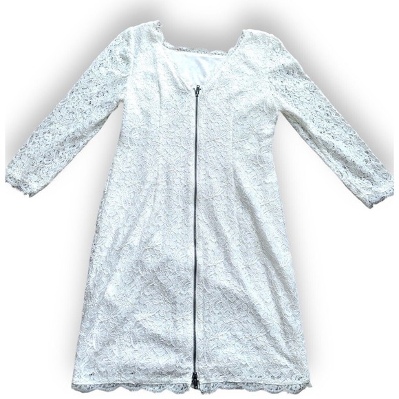 Womens White Lace Dress Formal Size 14 Short Simple Wedding Dress - Picture 8 of 16